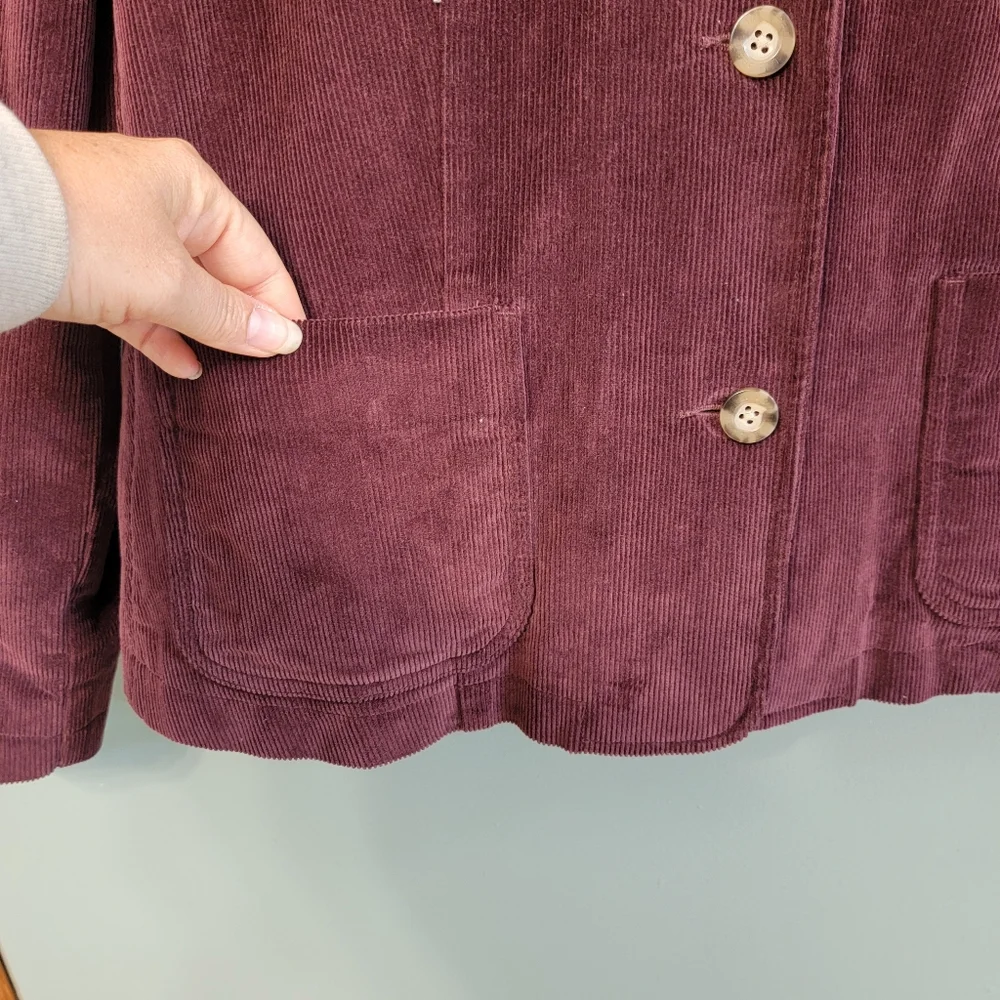 L.L. Bean‎ Womens Deep Wine Size 18 Classic Corduroy Farmhouse Country Jacket
